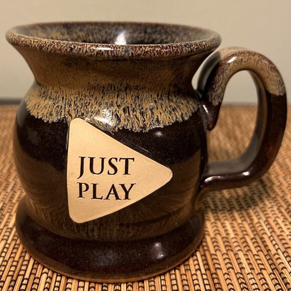 Handcrafted Potbelly Shaped Pottery Mug w/ Two-tone Gloss Drip Glaze ~ JUST PLAY - Picture 2 of 10